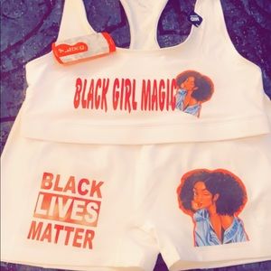 Two piece black lives matter outfit
